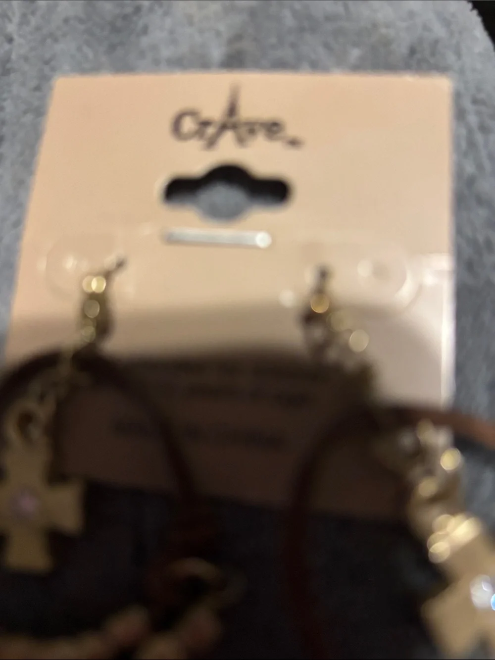 rave Gold & Brown Cross Hoop Earrings with Beaded Detail